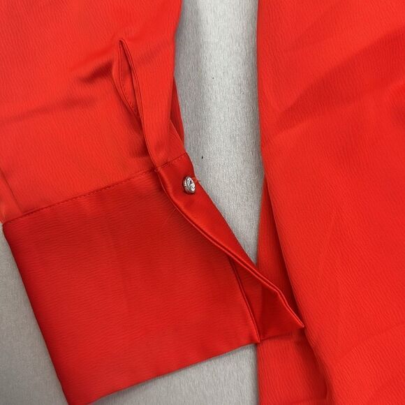 House of harlow red satin rhinestones trim wrap mini dress M - Picture 4 of 14